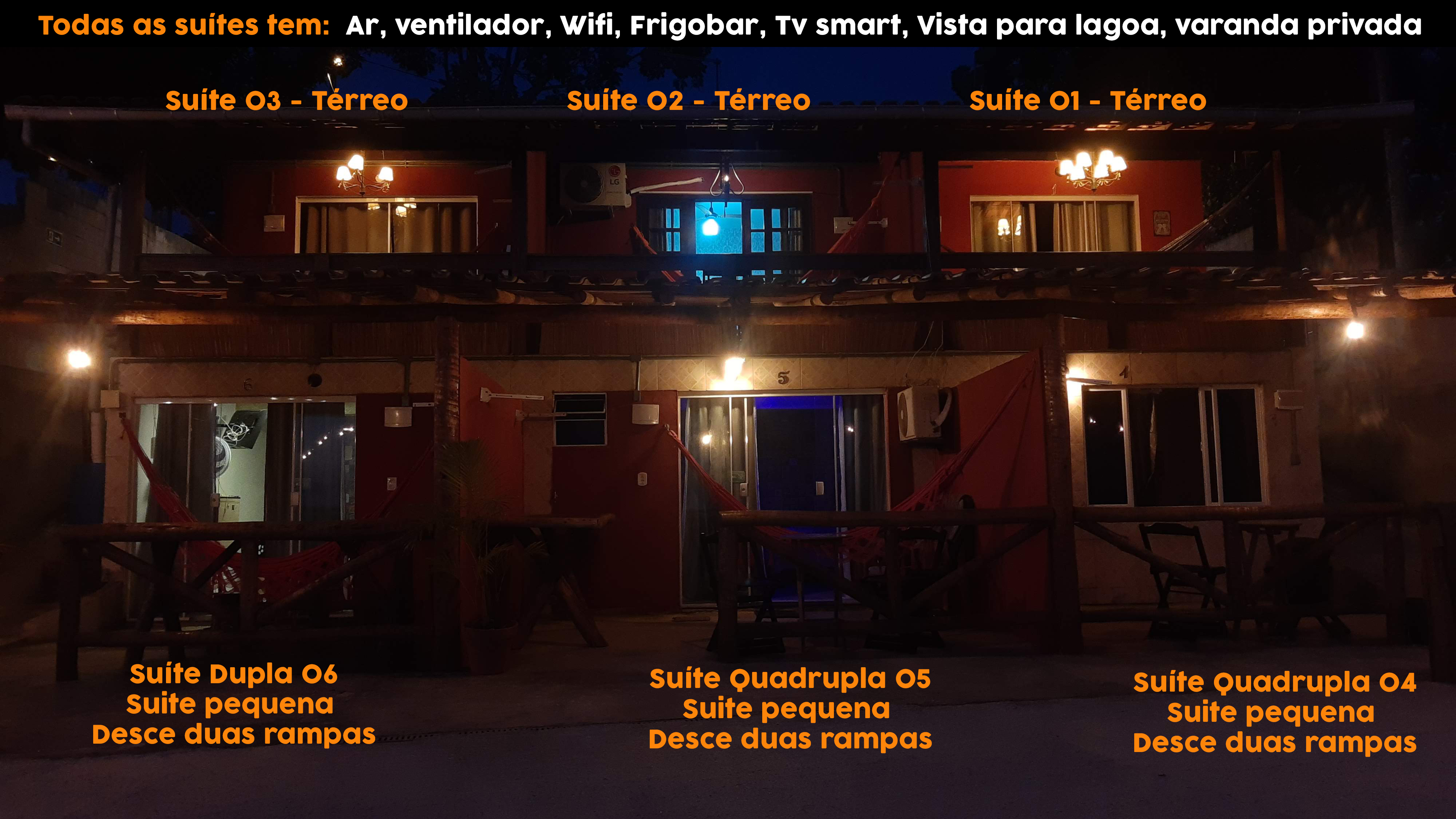 Visão de todas as suites da Pousada Bela Vista Maricá
